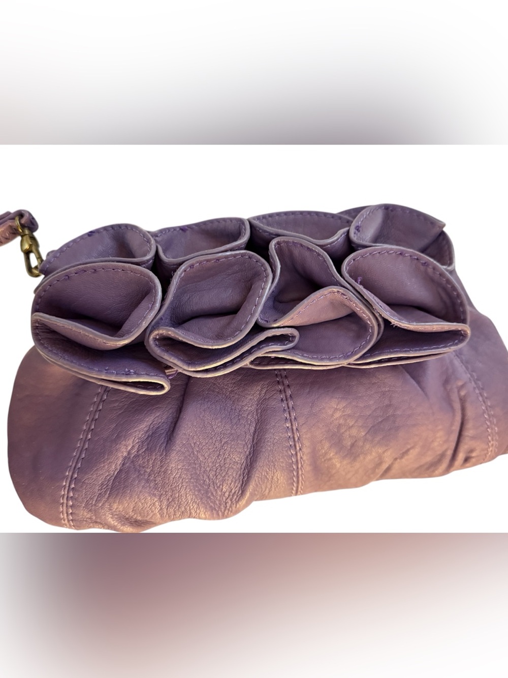 Vince Camuto Lavender Ruffle Leather Wristlet - Clutch